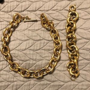 Gold bracelet and necklace combo from JCrew